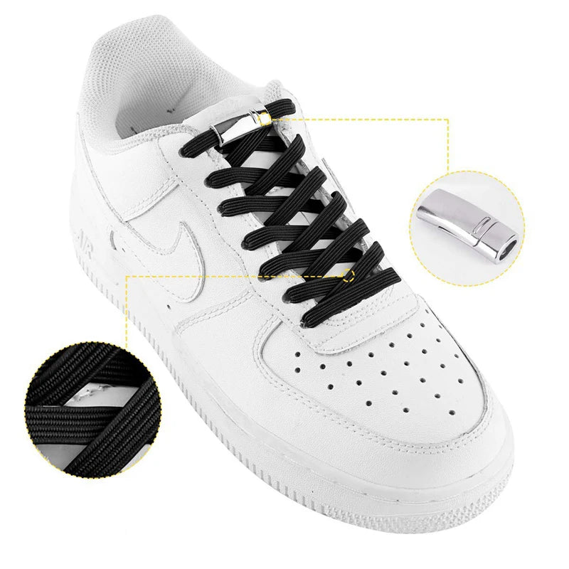 FASTLACES No Tie Magnetic Elastic Shoelaces Flat Polyester 24 Colors Sports 100cm Length Easy to Put on