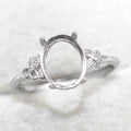 Sterling Silver 8*10mm Semi Mount Ring Empty Frame Blank Support Setting S925 Base Holder Without Center Stone for DIY Inlay