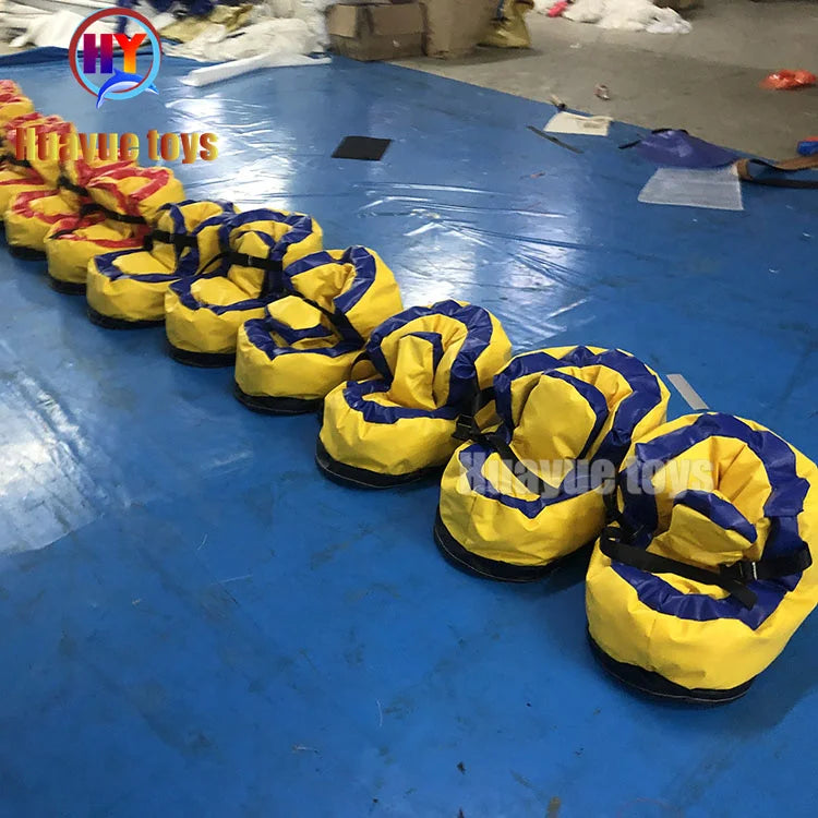 New Football Game Speed Shoes Team Building Game PVC Inflatable Big Shoes Match Course for Sales