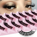 FX-S253 Wholesale 10 Pairs DD Curl Russian Strip Lashes Handmade Thick Synthetic Full Strip Eyelash Extensions False Eyelashes
