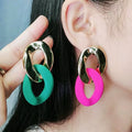 FanYue Trendy Gold Plated Alloy Acrylic Black Stud Earrings for Women Wedding Anniversary Party Gift Wholesale
