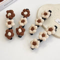 Winter Milk Curry Vintage Woven Wool Flower Hair Clips Accessories Women Puff Flower Hair Clip Pinza De Pelo