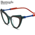 Borregls Multicolor Matte Acetate Glasses Frame Women 2025 New Design Cat Eye Eyeglasses Optical Spectacle Cateye Eyewear 19369