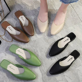 Cross Border Pointed Half slippers 888 Summer New Hot Selling Baotou Wearing Flat Bottomed Women's Shoes One Foot Lazy Sandals