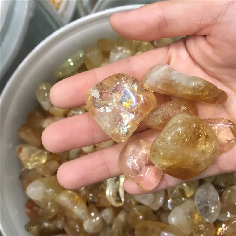 Big Size Natural Citrine Tumbled Crystal Citrine Gravel Stones for Sale