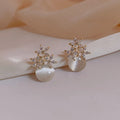 Petal Earrings Fashion 3 Flowers Cat Eye Stone Water Drop Crystal Earring