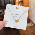 New Arrival Diamond Korean INS Style Elegant Stainless Steel Jewelry Rhinestone Star Moon Pendant Cute Chain for Women Girls