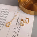 Ouj Fashion Women Minimalist Geometric 18k Gold Plated 316L Stainless Steel Custom Jewelry Set Clavicular Necklace Earrings Set