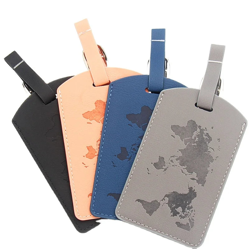 Hot Sale Fashionable PU Leather Luggage Tag with Letter Pattern for Trip Travel Custom Logo Packaging