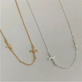 Dainty 18 K Gold Plated Cross Shaped Pendant Necklace 925 Sterling Silver Textured Cross Necklace