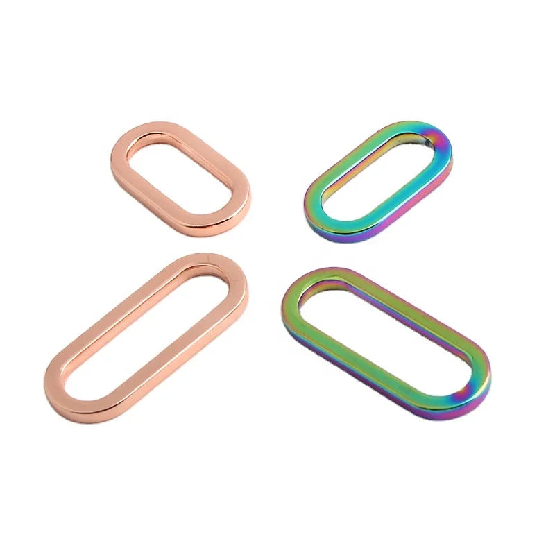 Wholesale Diy Thin Line Buckle Zinc Alloy Rainbow Metal Bag Strap Metal Buckle Oval Ring for Leather Handbags Accessories