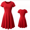 Zhihua Europe and the United States Large Size Solid Color Round Neck Short Sleeve Comfortable Simple Loose Dress