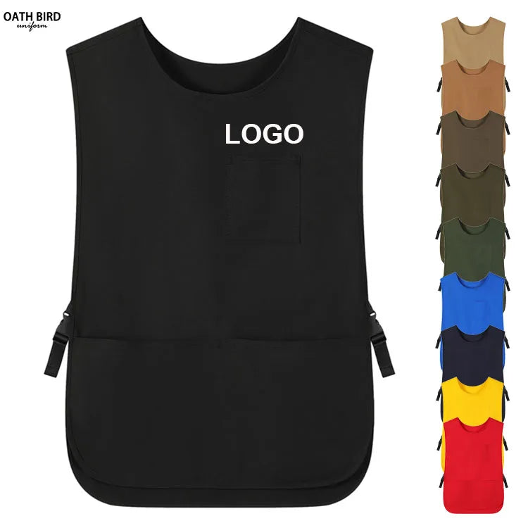 Custom Logo Waterproof Unisex Full Apron Front and Back Double Side Elastic Apron With Pocket Cobbler Aprons for Restaurant Bar