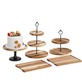 Acacia Wood Fruit Snack Tiered Tray Decor Wood Sweet Layer Cake Cupcake Tray Three Tier Serving Tray