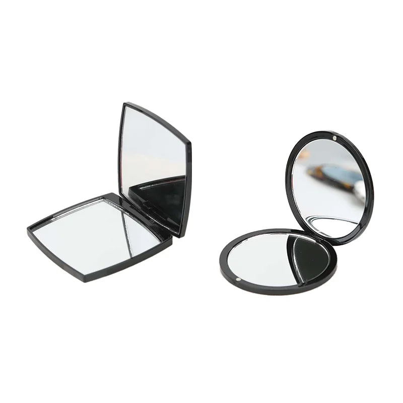 Personalized Portable Double-Side Folding Black Lighted Cosmetic Compact Mirror Small Makeup Pocket Mirror for On-the-Go Use