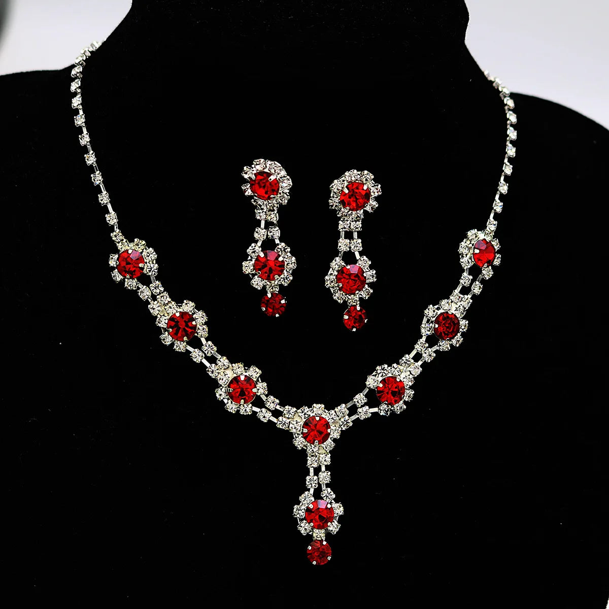 Fashion Rhinestones Tassel Necklace Delicate Full Diamond Necklace Set