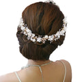 MIO Bridal Jewelry Wedding Hair Accessories White Flower Styles Fashion Headband Hairband Bracelet Pears Rhinestones
