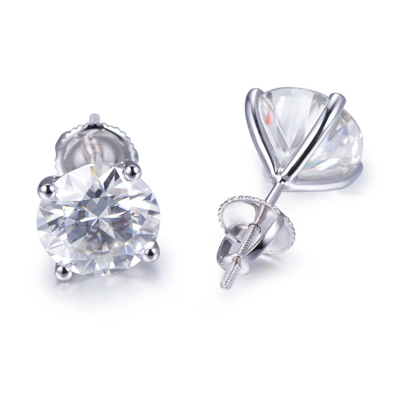 Messi Jewelry MSE-501 Four Claw 18k 14k White Gold Women Elegant Moissanite Earrings