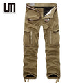 Liu Ming 2025 Winter Clearance Sale Men's Cotton Casual Trousers Mid Waist Zipper Fly Warm Cargo Pants with Straight Pattern