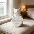 Custom Angel Cat Memorial Sculpture White Resin Sleeping Kitten with Heart Plaque Handcrafted Pet Loss Keepsake