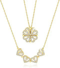 Wholesale 18k Solid Genuine Gold Natural Real Natural Diamond Heart Four Leaf Clover Flower Shape Necklace