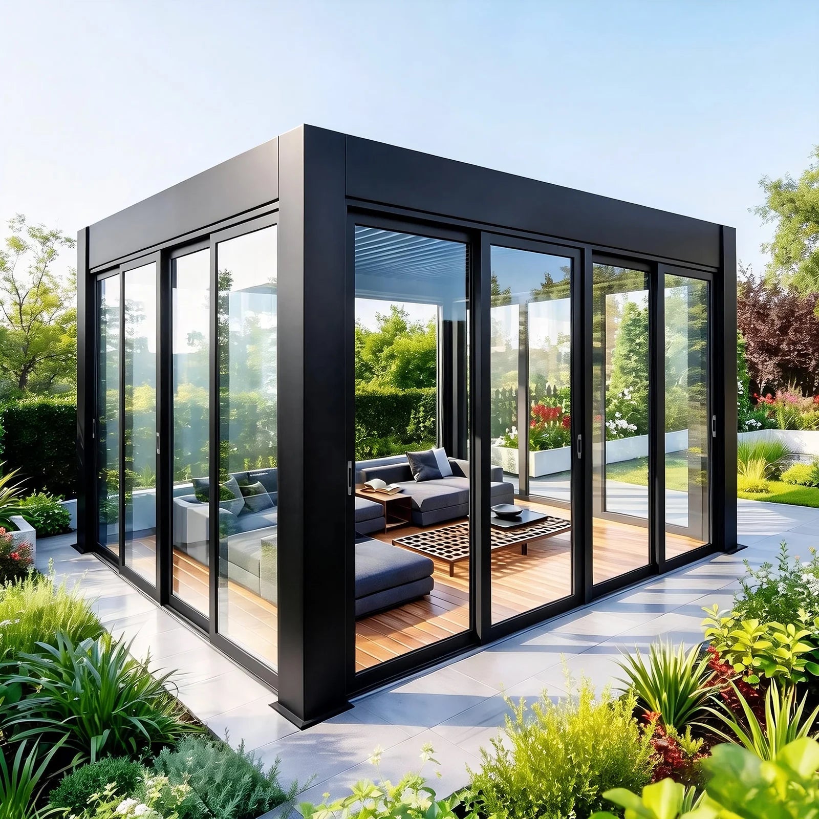 Home Decorative Outdoor Garden Villa Roof Yard Motorized Adjustable Louver Sun Gazebo Bioclimatic Louvered Aluminum Pergola
