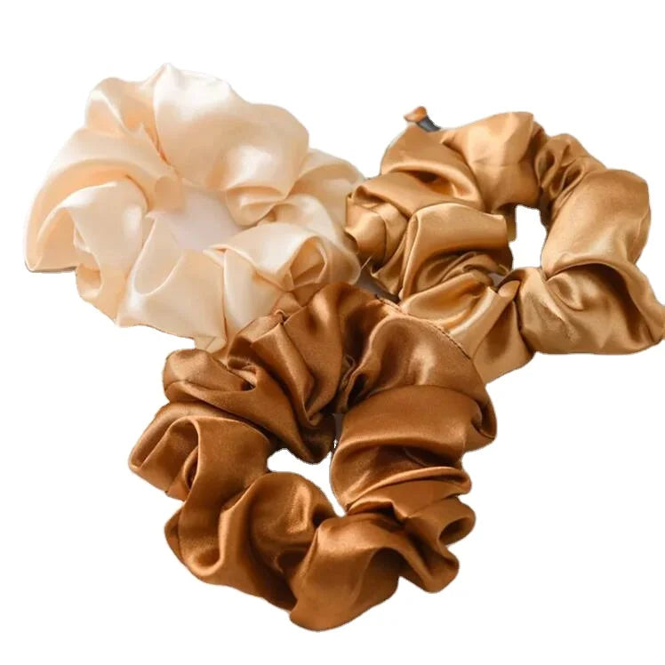 MIO 1Pc Imitated Satin Silk Scrunchies Elastic  Hair Bands Plain Solid Color Polyester Soft Satin Silky Hair Tie Scrunchies