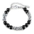 Personalized Titanium Stainless Steel Bracelet for Man Jewelry Hip Hop Heavy Cuban Chain Natural Stone Beads Mens Bracelets