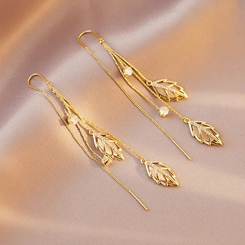 Beadsnice Fashion Woman Long Earring 14k Gold Ear Threader