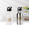 Topjlh Custom Logo Sublimation Blank Water Bottle Double Wall Wholesale 400ml Stainless Steel Travel Bottle With Straw
