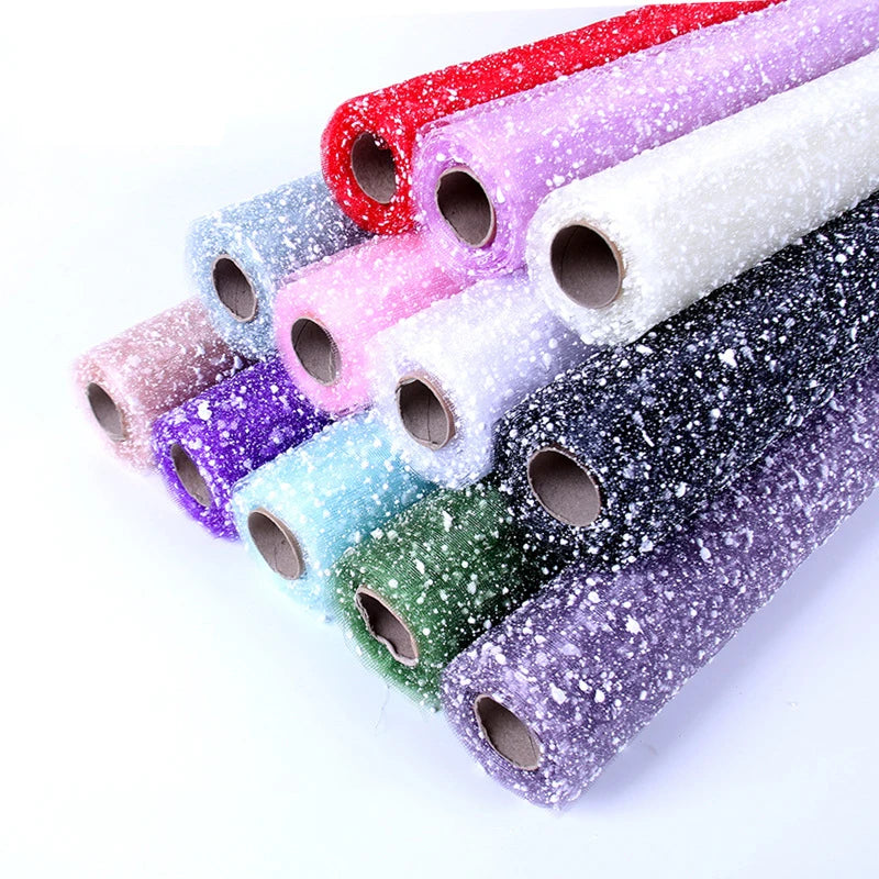 E-L095 Flower Wrapping Paper DIY Material Bouquet Bag Flower Decoration Spray Point Foaming Snow Point Gauze Net Wholesale