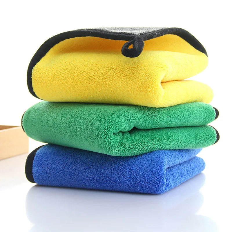 Car Wash Towel Thickened Coral Velvet Absorbent Double-sided Microfiber Polishing Cloth Car Wax Cleaning and Beauty Tool