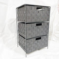 Movable 3-Layer Woven Nylon Belt Storage Drawer Tower with Iron Frame for Living Room Baskets Storage