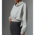 Wholesale Custom Logo Women Long-Sleeve Funnel Neck Sweatshirt Lady Pullover With Elastic Waistband