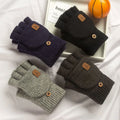 Knitted Fingerless  Winter Thicken Warm Touch Screen Gloves for Men Women Gloves Warm Half Finger Student Gloves