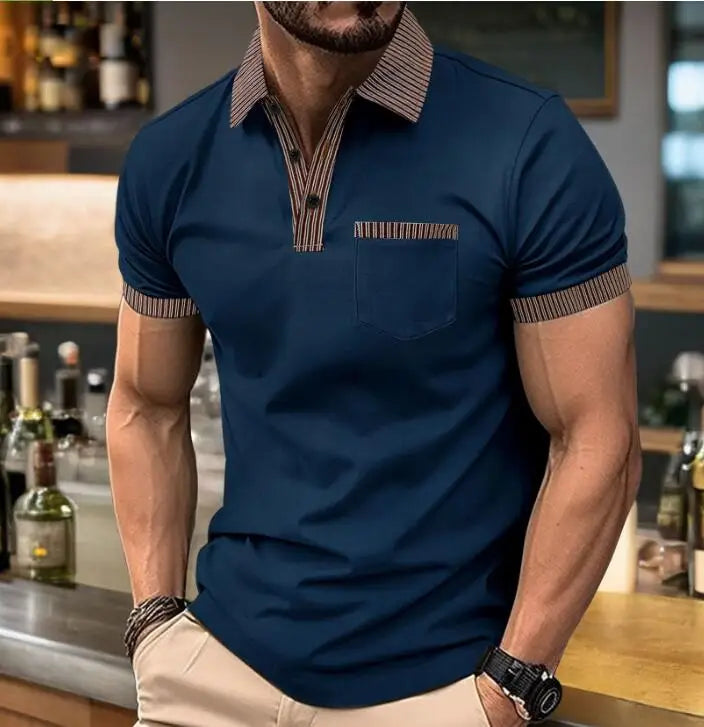 Summer Popular Golf Striped Top Short Sleeve Polyester Cotton Premium Quality Polo Shirts for Men