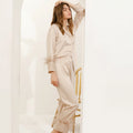 Fung 6023 6027 Casual Pajama Elegant Lady Homewear Outfits Women Soft Feather Home Suit Top Slim Pants Two Piece Set Lounge Wear