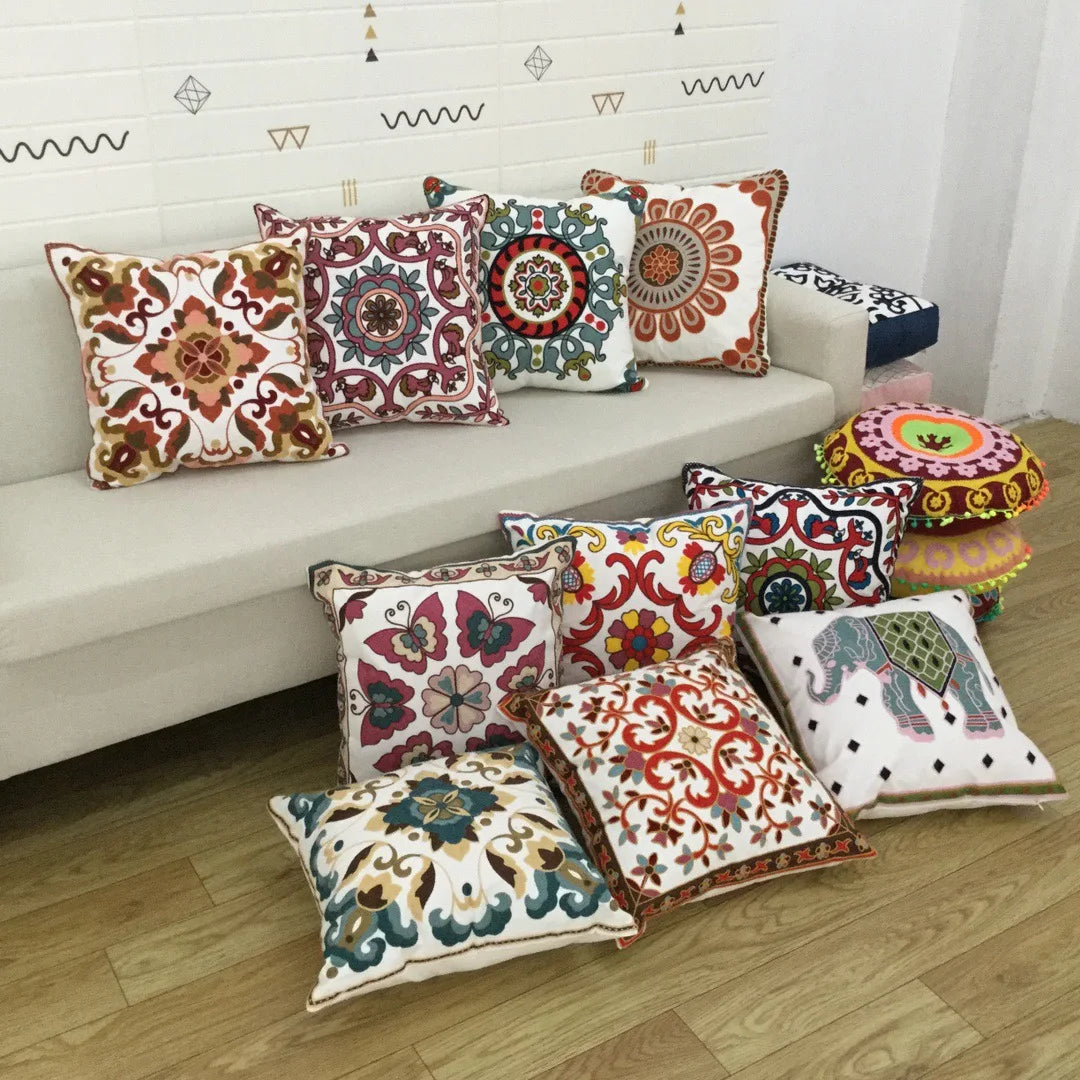 Innermor Geometric Square European Luxury Cotton Throw Pillow Case & Bed Cushion Cover for Home and Hospital Use