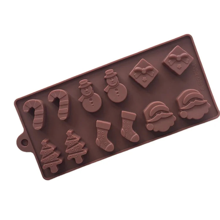 Saffron Christmas Silicone Molds Wholesale Cheap Price Santa Snowman Baking Chocolate Mold for Holiday Gifts
