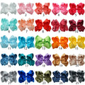 Double Layer 6inch/4.5inch Mix Colors European & American Style Ribbon Bow Hair Clips Big Hairgrips for Girls