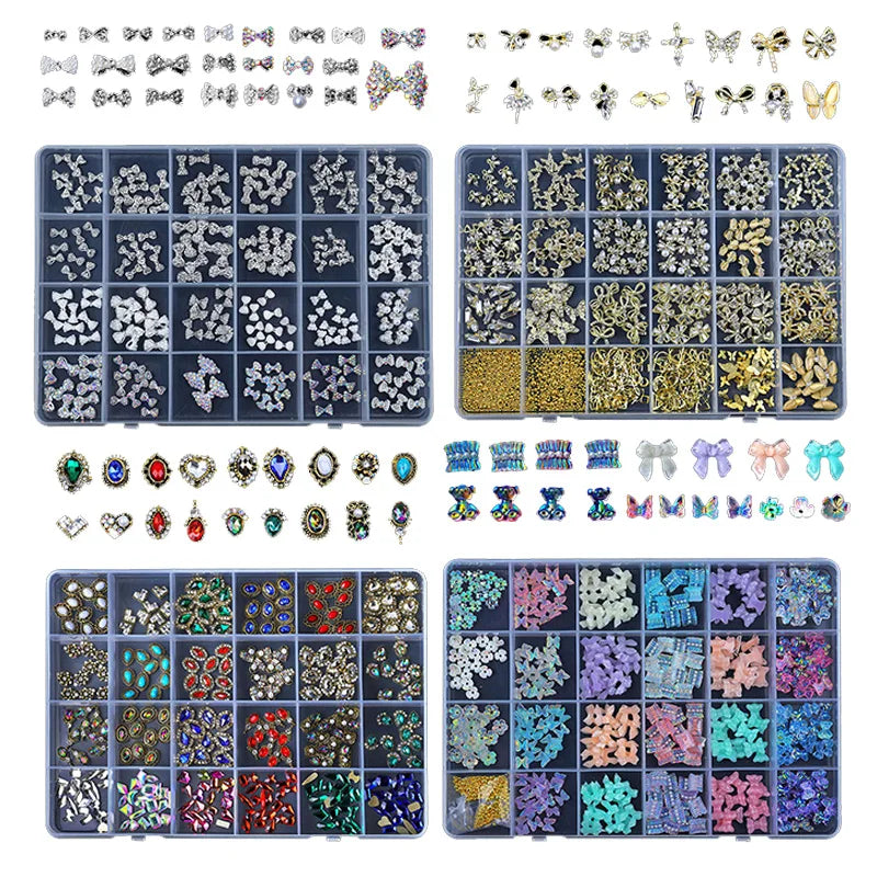 3D Accessories New Design Gold Rhinestone 2022 Resin Metal Nail Charms Zircon
