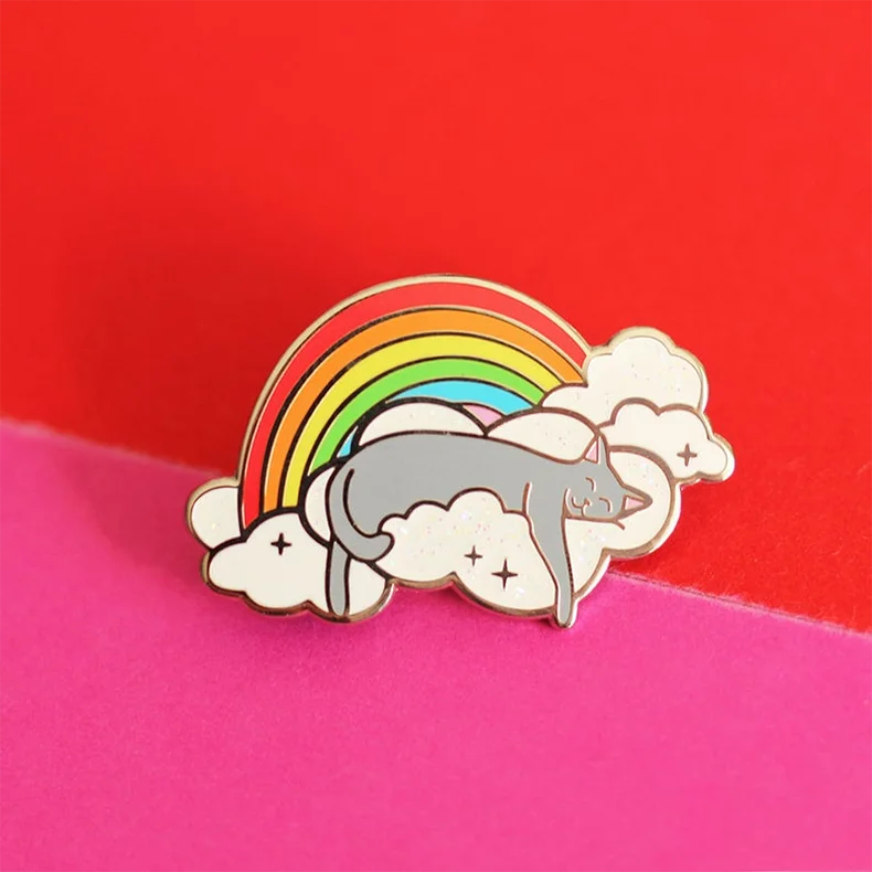 Hot Sale Eco-friendly Cute Animal Unicorn Glitter Rainbow for Lady Casting Hard Enamel Pin Badge