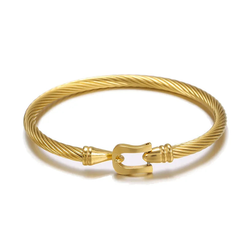 Duyizhao Hot Sales Men's Cool Bangle 316L High Polish 18k Gold Plated Bracelet Hip Hop Stainless Steel Punk Fashion Jewelry