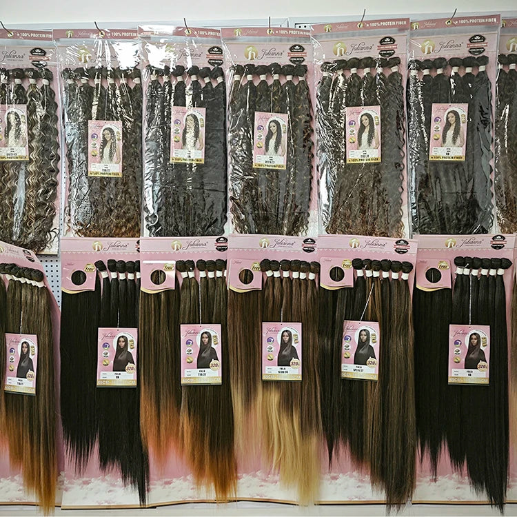 Heat Resistant Organic Protein Fiber Packet Hair Weaving Extensions Bone Straigrht Weave Synthetic Hair Bundles With Closure