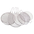 Reusable 295mm Round BBQ Grill Net 304 Stainless Steel Korean Barbecue Rack with Handle for Outdoor & Commercial Use