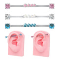 Gaby 14 Gauge Silver Bar Surgical Steel Zircon Stainless Steel Cartilage Earrings Industrial Barbell Piercing Jewelry Weddings
