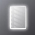 Customized Modern Bathroom LED Lighting Wall Hanging Silver White Rectangle Bathroom Mirror