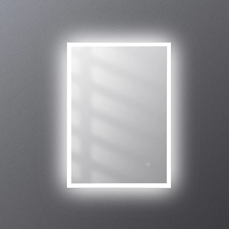 Customized Modern Bathroom LED Lighting Wall Hanging Silver White Rectangle Bathroom Mirror