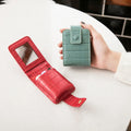 PU Lipstick Cosmetic Bag With Mirror Women Travel Makeup Case Crocodile Pattern Mini Organizer Pouch