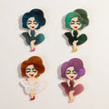 Hot Selling American Sexy Super Star Classic Covered Skirts Curly Hair Elegant Women's Clothing Accessories Acrylic Brooches